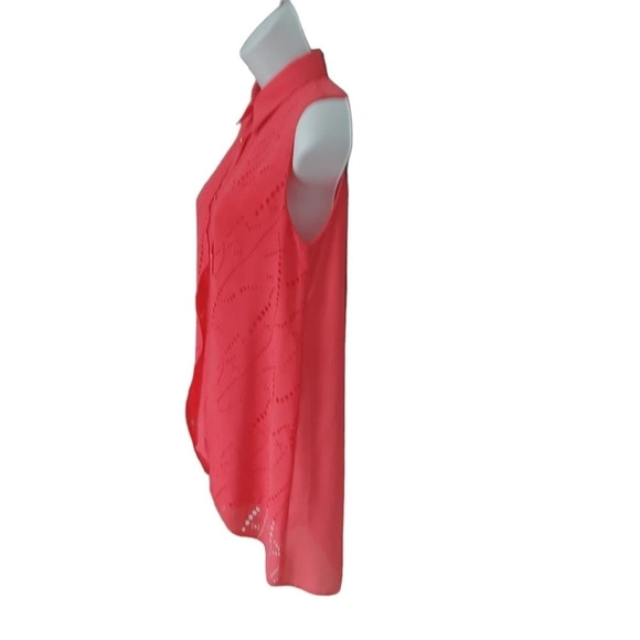 Vex Collection Blouse Button Down Faux Layers Salmon Pink 34 - Picture 5 of 8